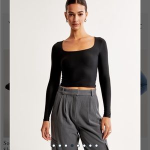 Abercrombie & Fitch Soft Matte Seamless Long Sleeve Square Neck Top